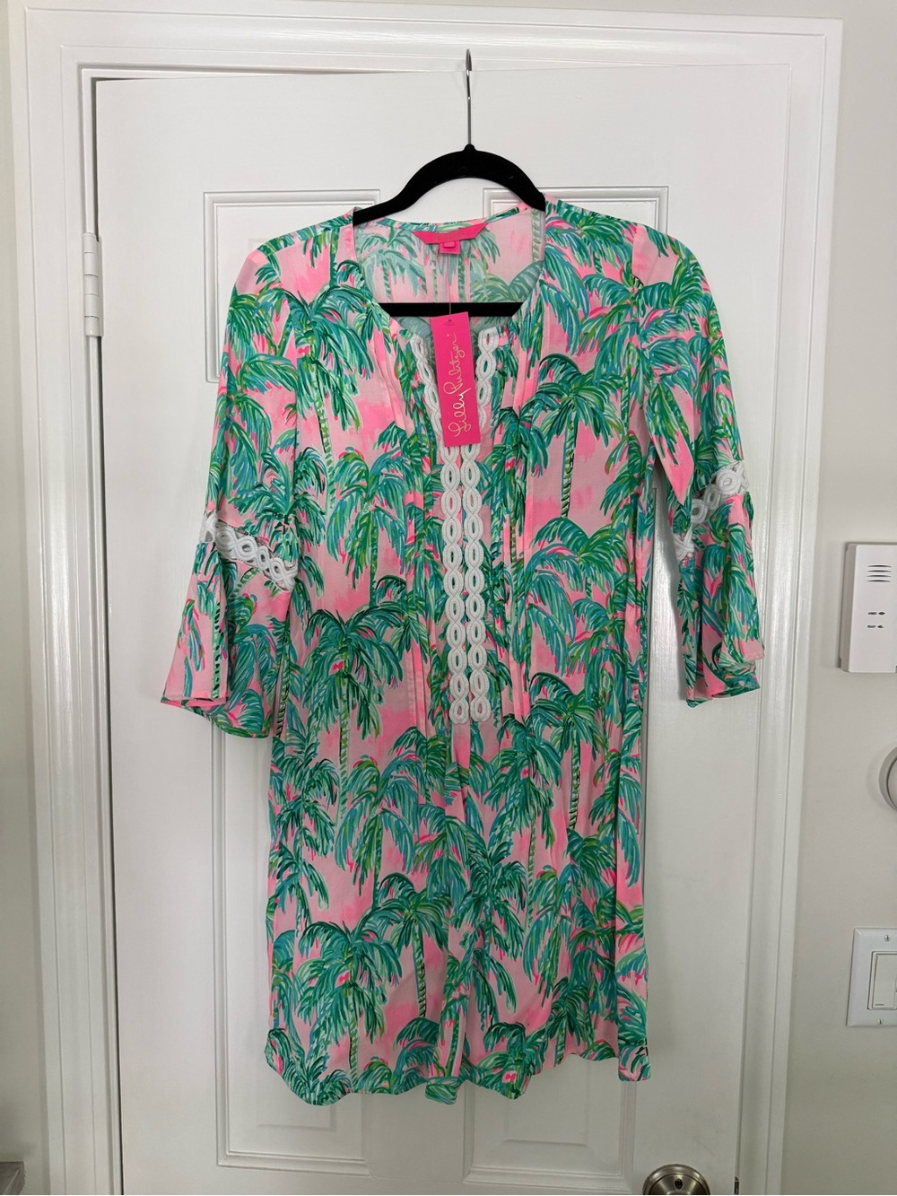 Lilly Pulitzer Pink Palm-Print Mini Dress with Green Palms